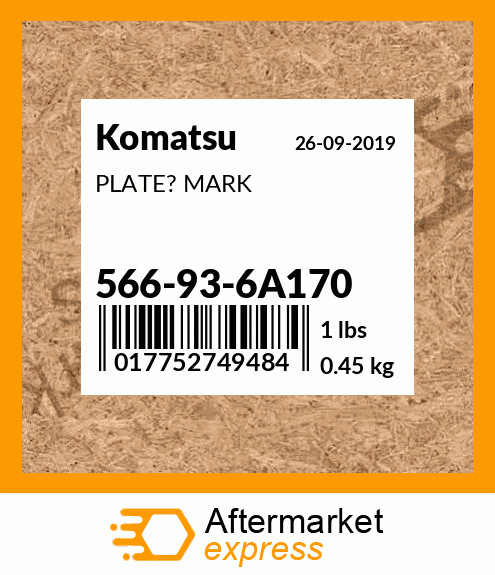 Spare part 566-93-6A170 + PLATE? MARK