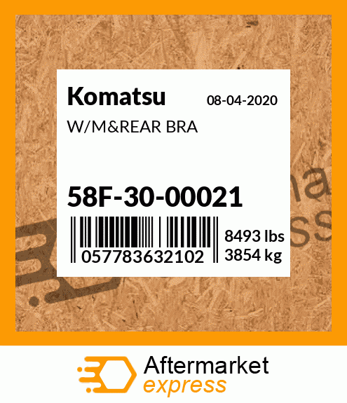 58F-30-00030 - CARRIER,LOW fits Komatsu