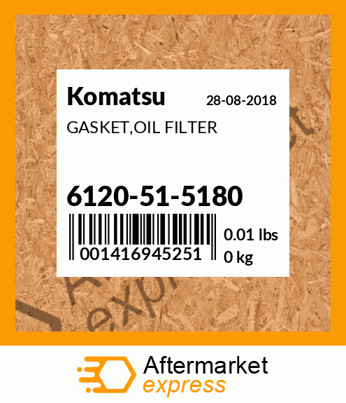 Spare part 6120-51-5180 + GASKET,OIL FILTER