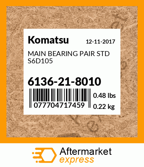 Spare part 6136-21-8010 + MAIN BEARING PAIR STD S6D105