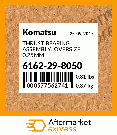 Spare part 6162-29-8050 + THRUST BEARING ASSEMBLY, OVERSIZE 0.25MM