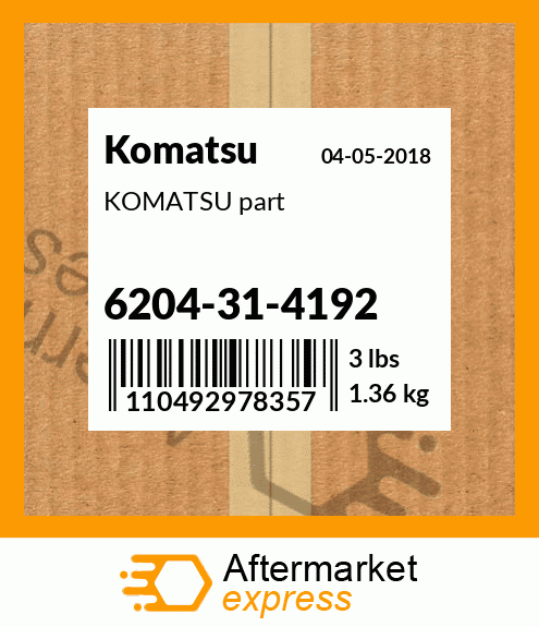 KOMATSU part 6204-31-4192