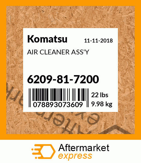 Spare part 6209-81-7200 + AIR CLEANER ASS'Y