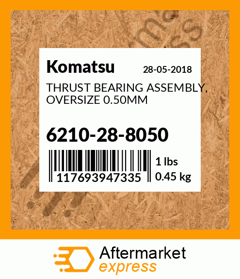 Spare part 6210-28-8050 + THRUST BEARING ASSEMBLY, OVERSIZE 0.50MM