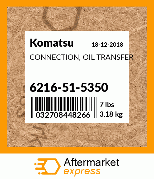 Spare part 6216-51-5350 + CONNECTION, OIL TRANSFER