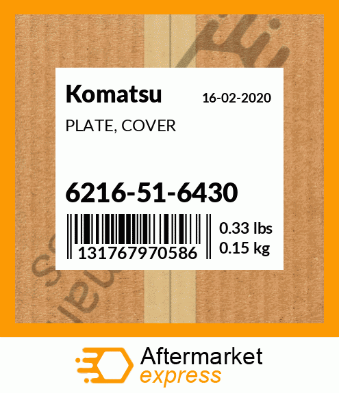 Spare part 6216-51-6430 + PLATE, COVER