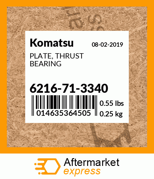 Spare part 6216-71-3340 + PLATE, THRUST BEARING