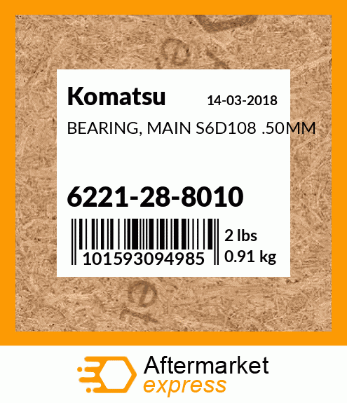 Spare part 6221-28-8010 + BEARING, MAIN S6D108 .50MM