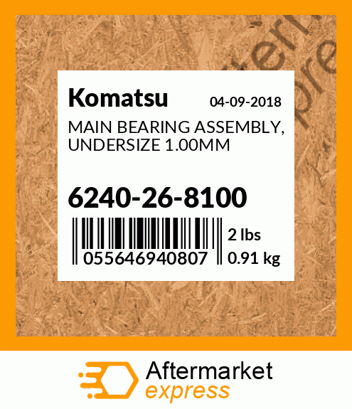 MAIN BEARING ASSEMBLY, UNDERSIZE 1.00MM