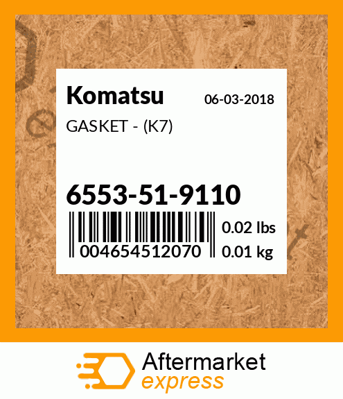 Spare part 6553519110 + GASKET - (K7)