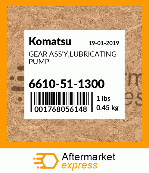 Spare part 6610-51-1300 + GEAR ASS'Y,LUBRICATING PUMP