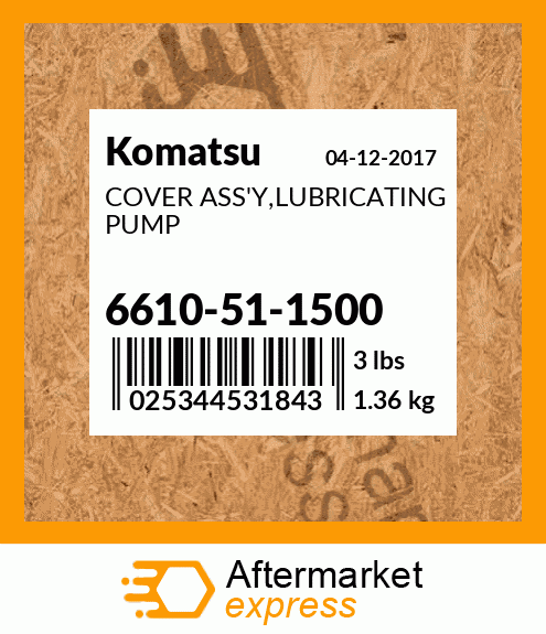 Spare part 6610-51-1500 + COVER ASS'Y,LUBRICATING PUMP