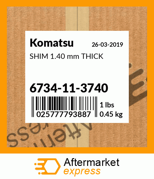 Spare part 6734-11-3740 + SHIM 1.40 mm THICK