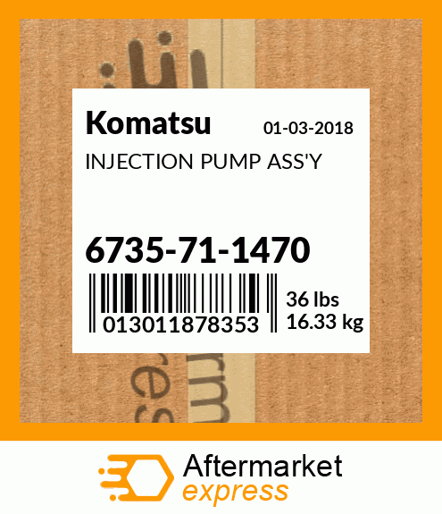 Spare part 6735-71-1470 + INJECTION PUMP ASS'Y