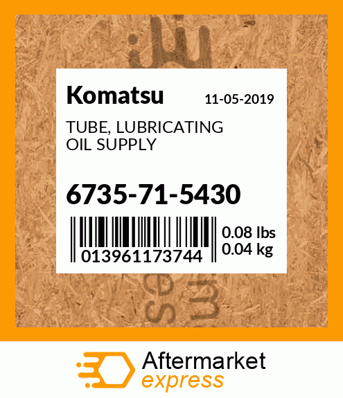 Spare part 6735715430 + TUBE, LUBRICATING OIL SUPPLY