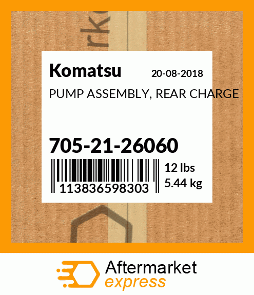 Spare part 705-21-26060 + PUMP ASSEMBLY, REAR CHARGE