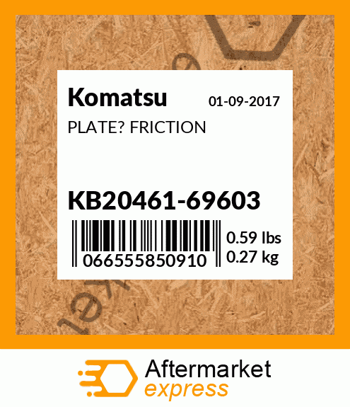 Spare part KB2046169603 + PLATE? FRICTION