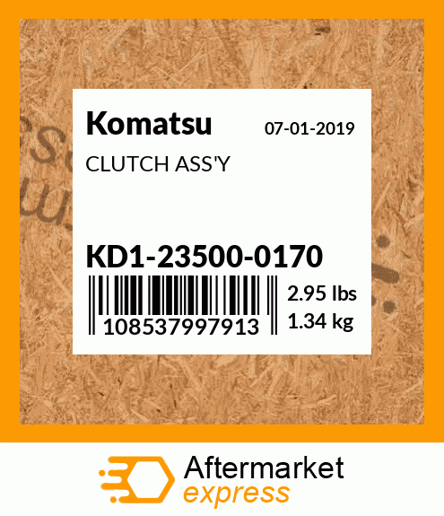 186-0049 Onan Clutch Komatsu KD1-23500-0280 