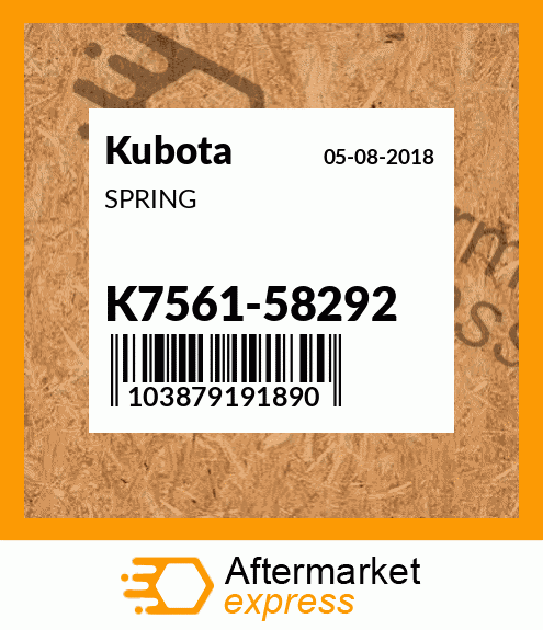 K7561-58293 - SPRING fits Kubota | Price: $6.75