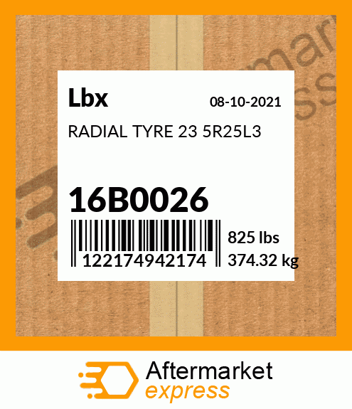 Spare part 16B0026 + RADIAL TYRE 23 5R25L3