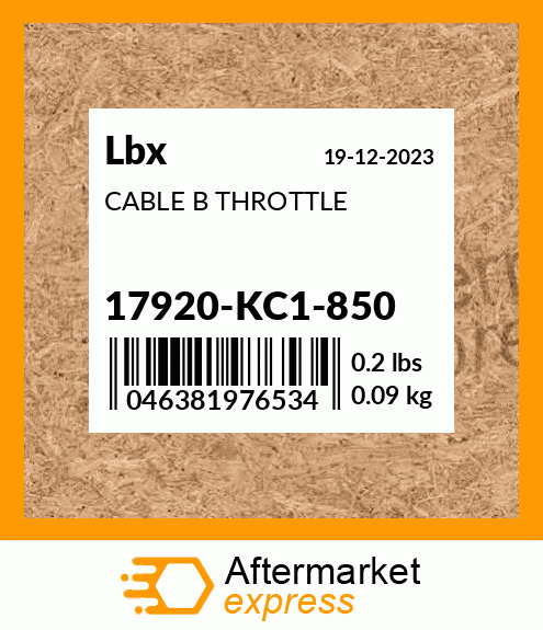 Spare part 17920-KC1-850 + CABLE B THROTTLE