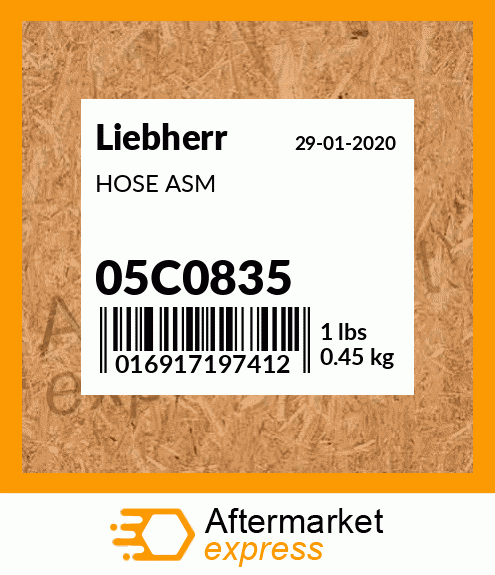 Spare part 05C0835 + HOSE ASM