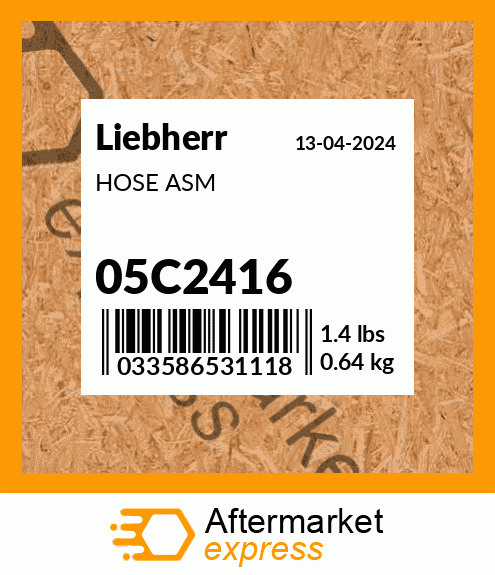 Spare part 05C2416 + HOSE ASM