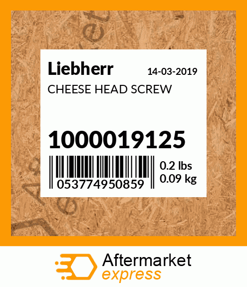 Spare part 1000019125 + CHEESE HEAD SCREW