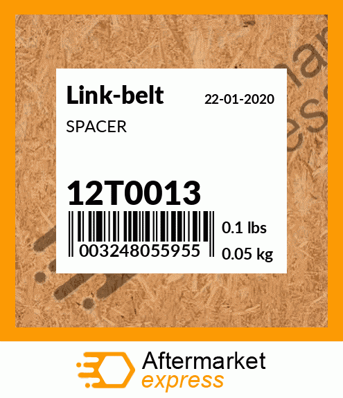 Spare part 12T0013 + SPACER