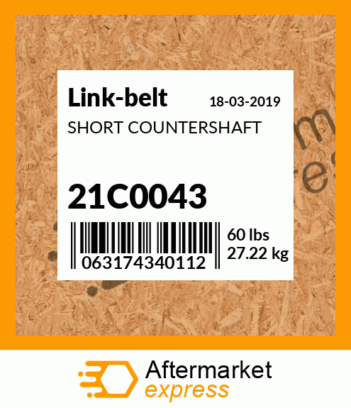 Spare part 21C0043 + SHORT COUNTERSHAFT