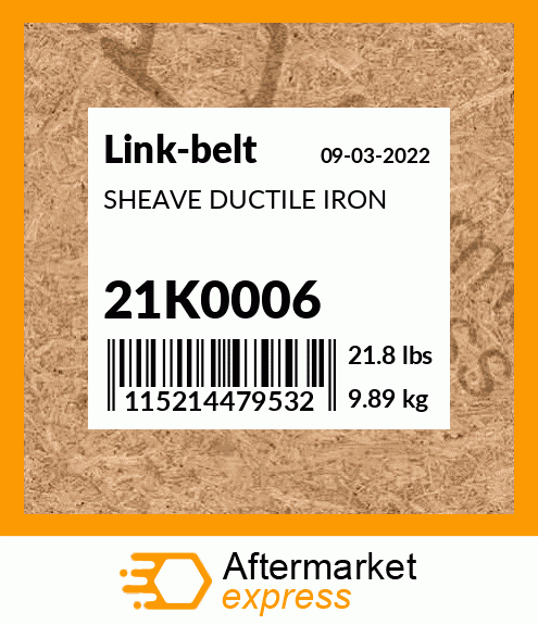 Spare part 21K0006 + SHEAVE DUCTILE IRON