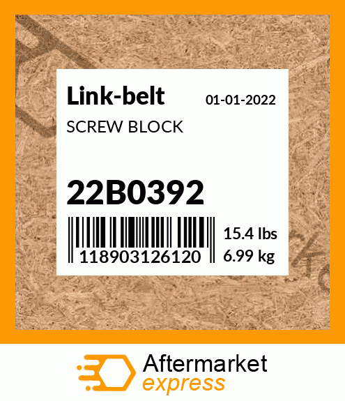 Spare part 22B0392 + SCREW BLOCK