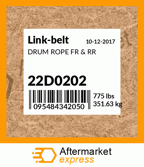 Spare part 22D0202 + DRUM ROPE FR & RR