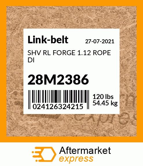 Spare part 28M2386 + SHV RL FORGE 1.12 ROPE DI