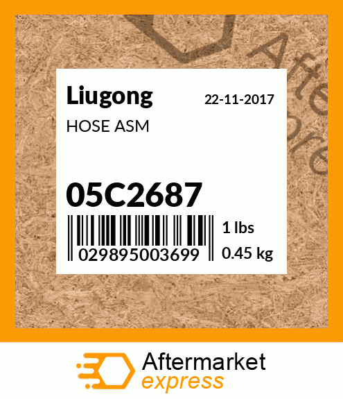 Spare part 05C2687 + HOSE ASM