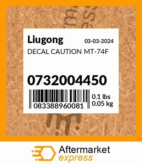 Spare part 0732004450 + DECAL CAUTION MT-74F