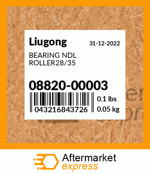 Spare part 08820-00003 + BEARING NDL ROLLER28/35