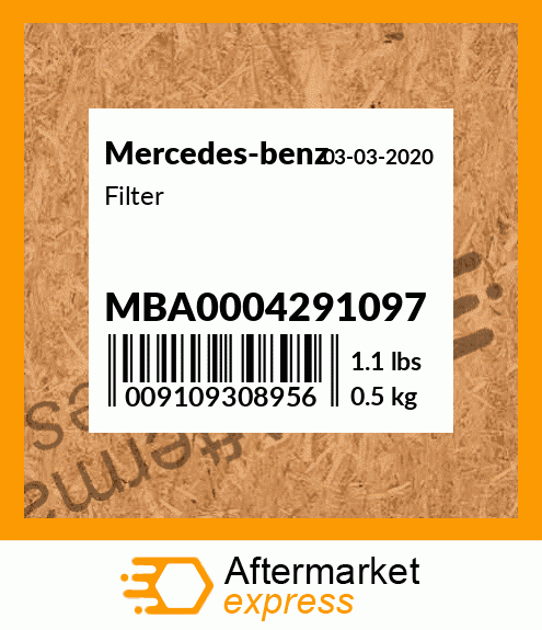 Spare part MBA0004291097 + Filter