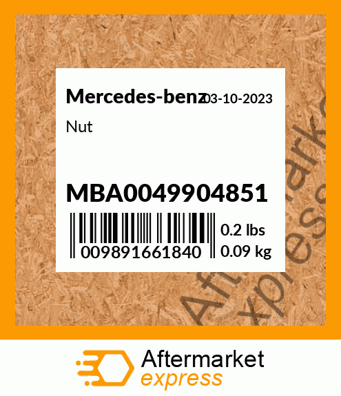 Spare part MBA0049904851 + Nut