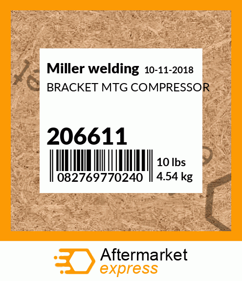 Spare part 206611 + BRACKET MTG COMPRESSOR