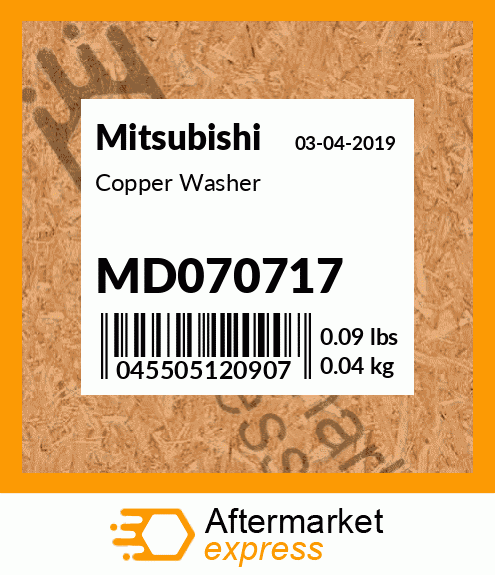 Spare part MD070717 + Copper Washer