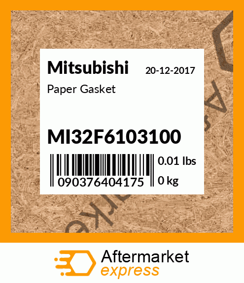 Spare part MI32F6103100 + Paper Gasket