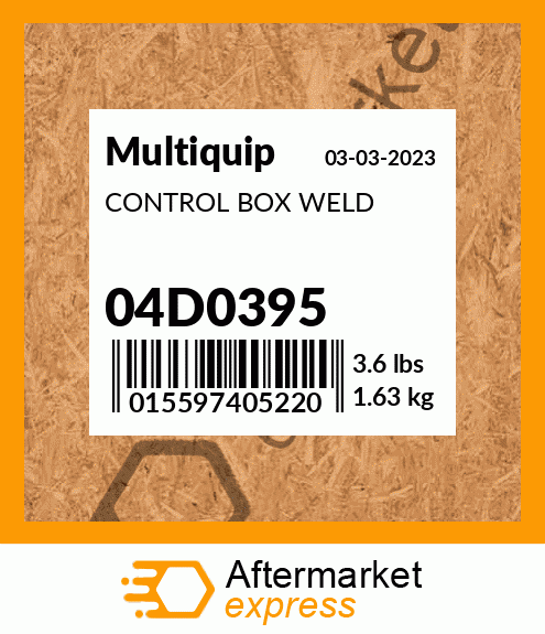 Spare part 04D0395 + CONTROL BOX WELD