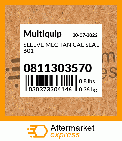 Spare part 0811303570 + SLEEVE MECHANICAL SEAL 601