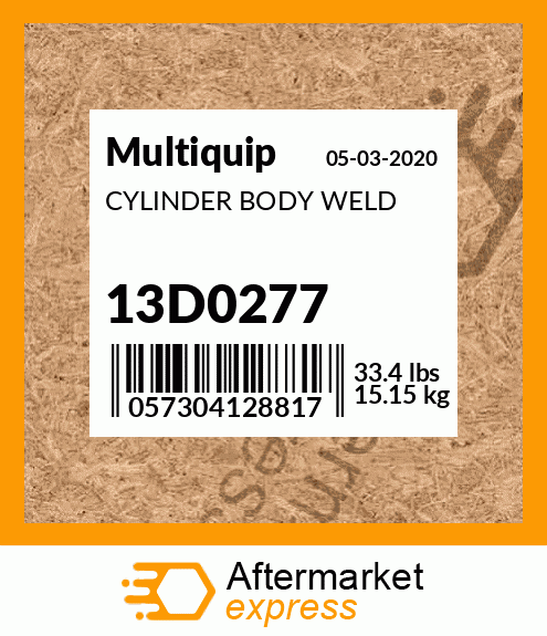 Spare part 13D0277 + CYLINDER BODY WELD