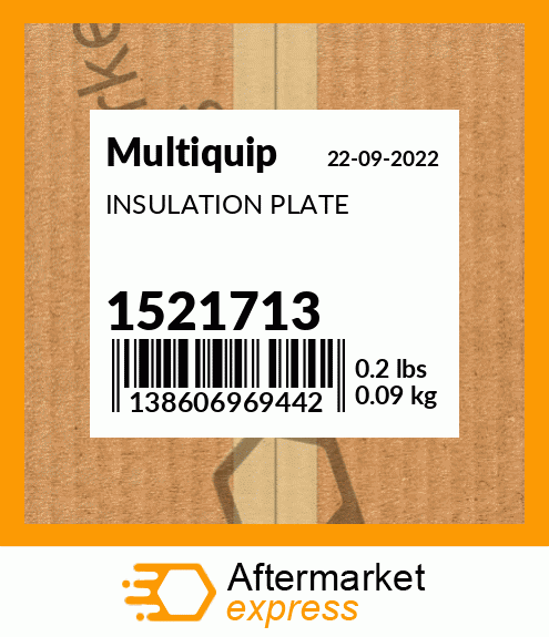 Spare part 1521713 + INSULATION PLATE