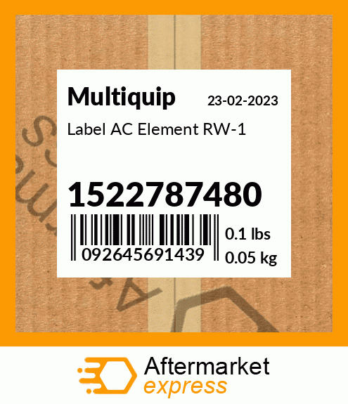 Spare part 1522787480 + Label AC Element RW-1