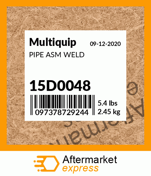 Spare part 15D0048 + PIPE ASM WELD