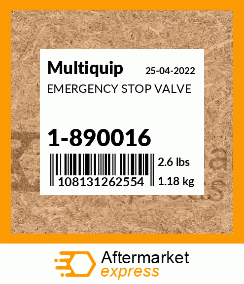 Spare part 1-890016 + EMERGENCY STOP VALVE