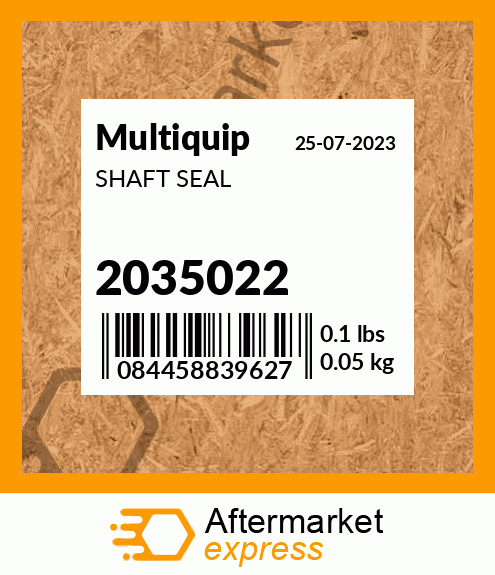 Spare part 2035022 + SHAFT SEAL